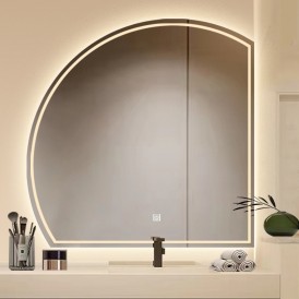 Modern Semicircle LED Vanity Wall Mounted Dressing With Three Color Light  Table Makeup Mirror